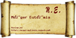 Móger Eutímia névjegykártya